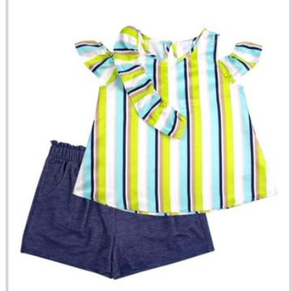 Tahari Girls
Lime Stripe Side-Ruffle Angel